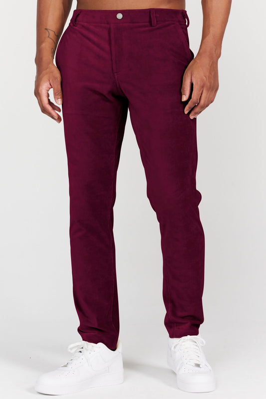 Collins Pull-On Corduroy Trouser in Burgundy