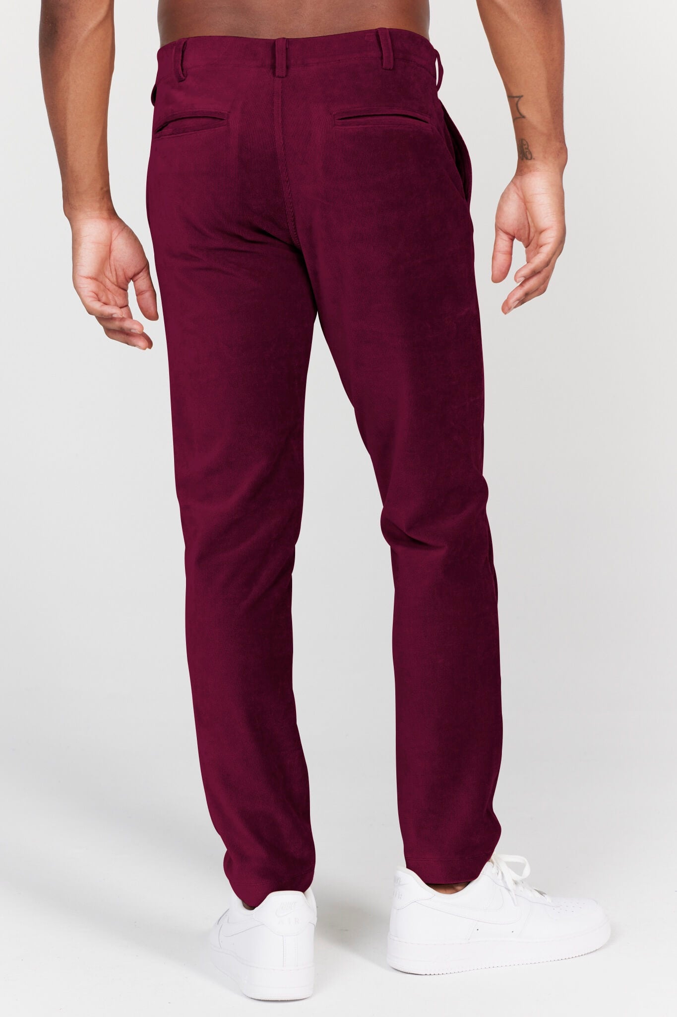 Collins Pull-On Corduroy Trouser in Burgundy
