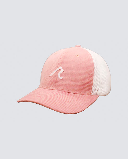 Icon 6 Panel Corduroy Trucker Hat in Pink