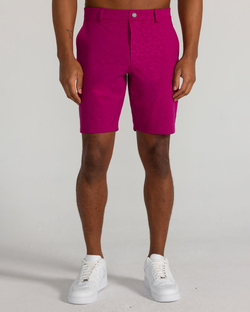 Embossed Varick Pull-On Short in Bordeaux
