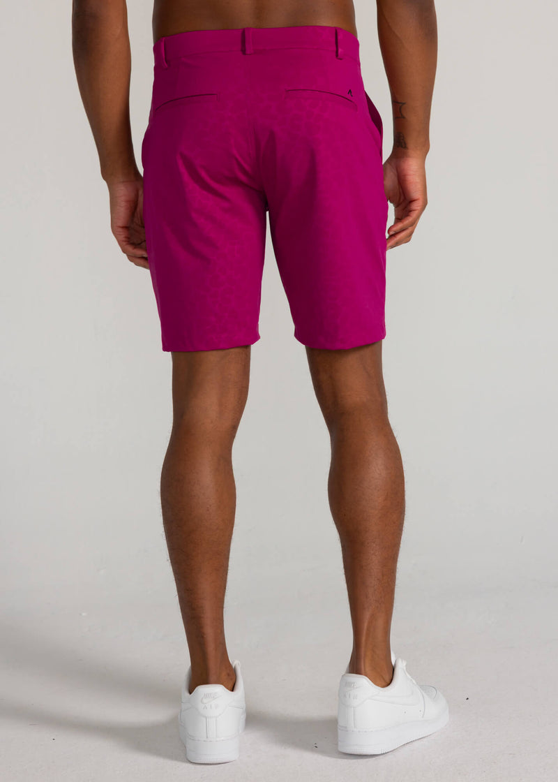 Embossed Varick Pull-On Short in Bordeaux