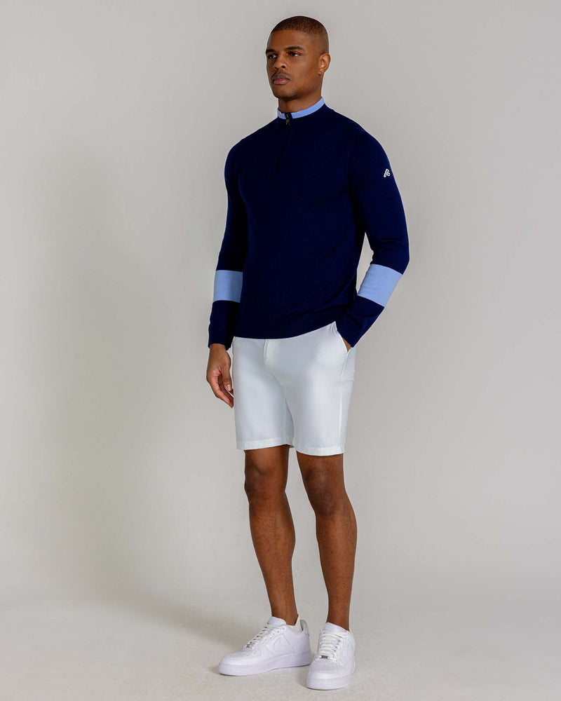 Malone Merino Quarter Zip in Midnight Navy