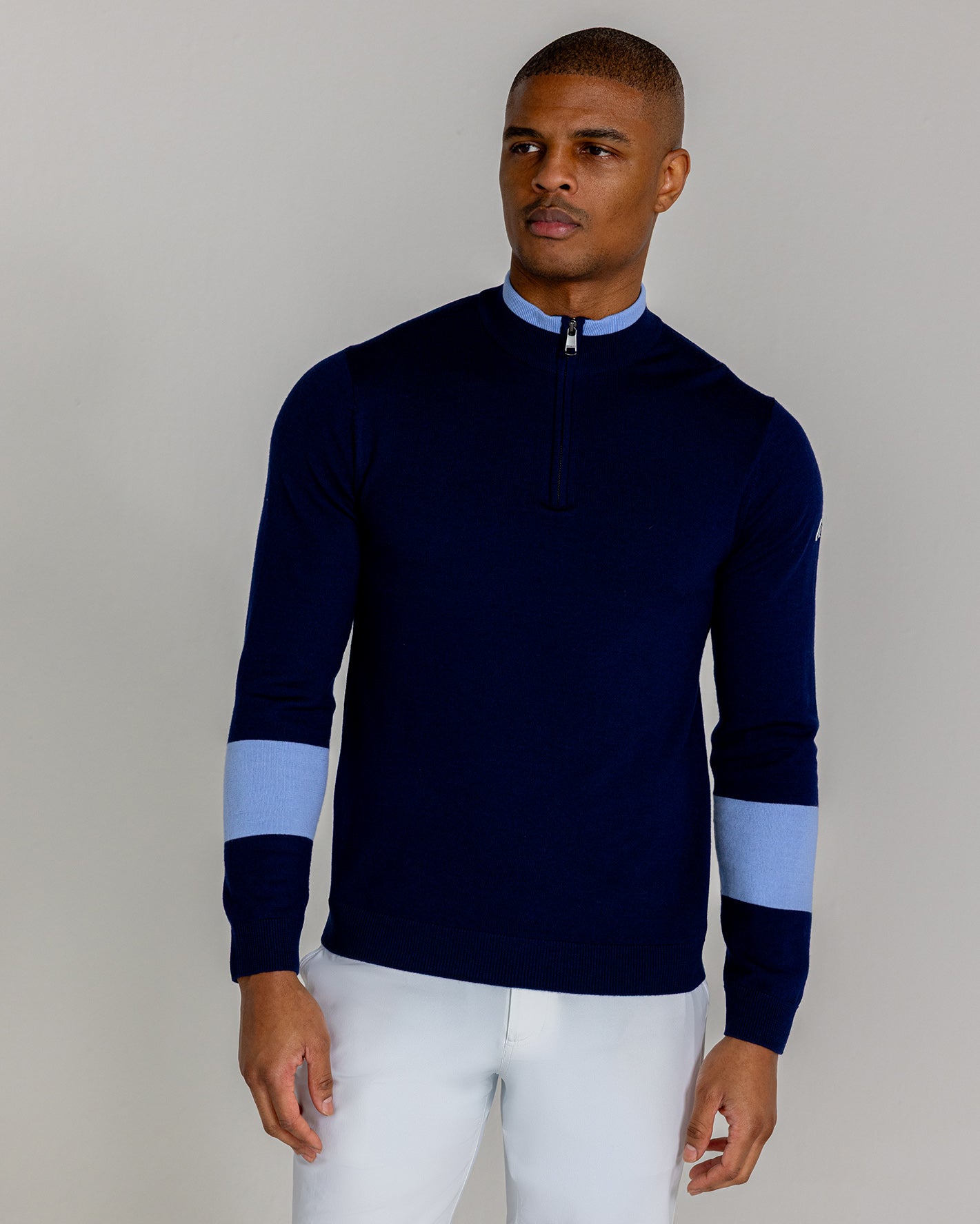 Malone Merino Quarter Zip in Midnight Navy