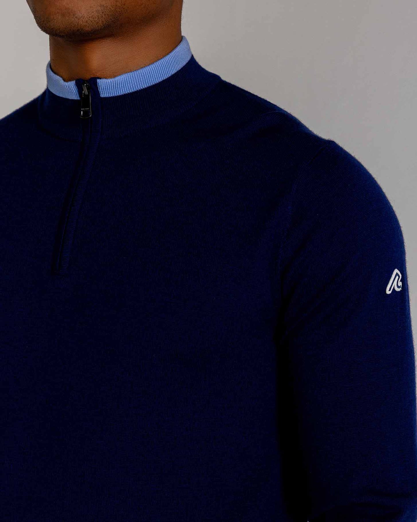 Malone Merino Quarter Zip in Midnight Navy