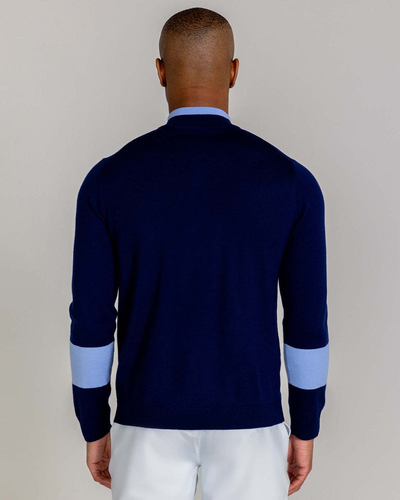 Malone Merino Quarter Zip in Midnight Navy