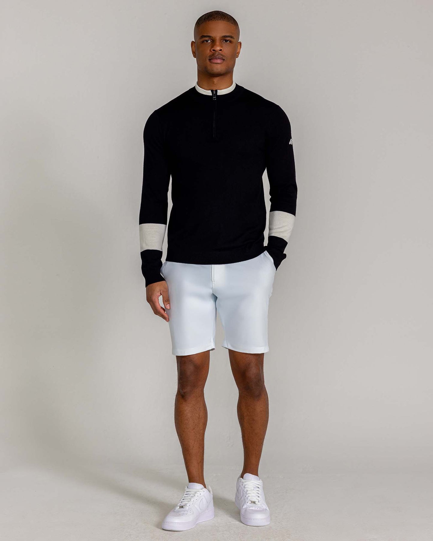 Malone Merino Quarter Zip in Tuxedo