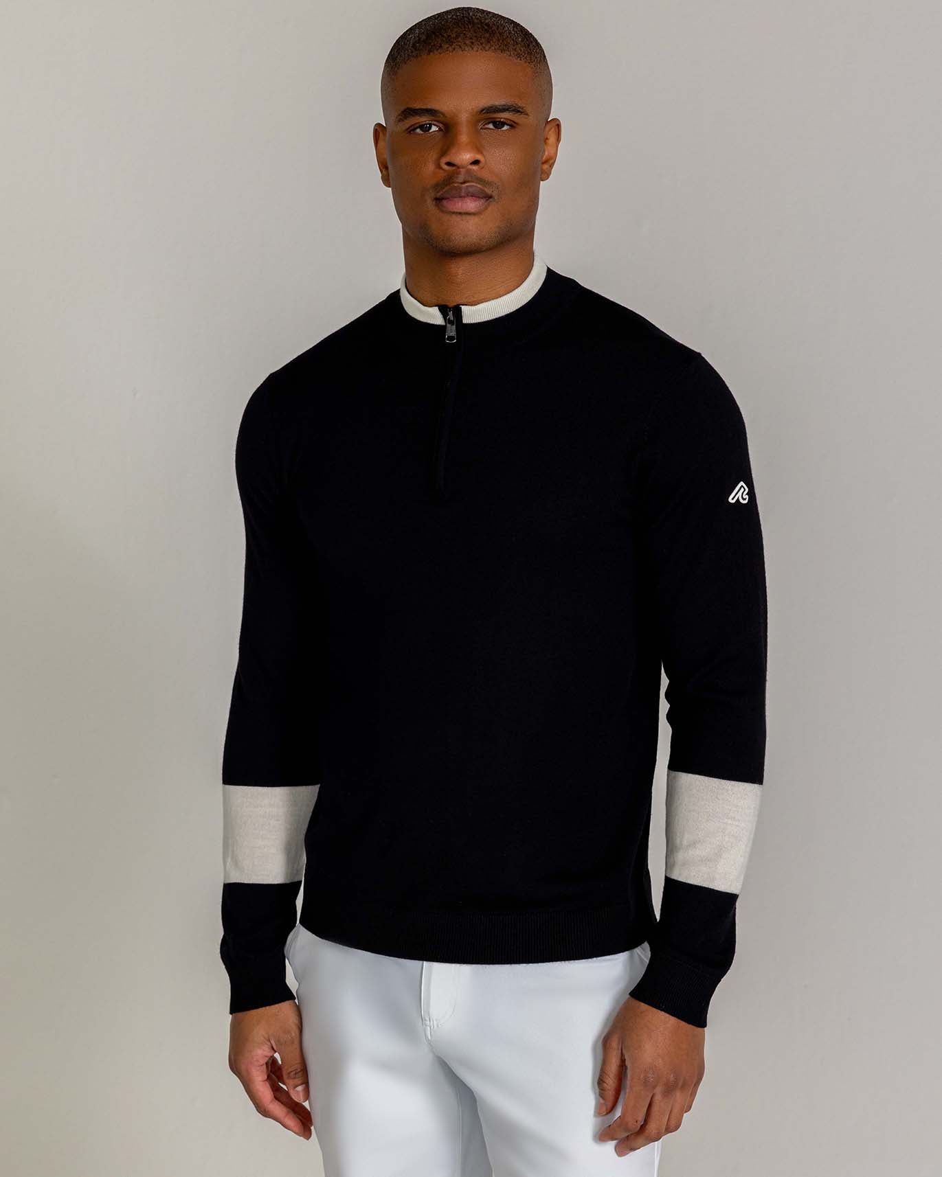 Malone Merino Quarter Zip in Tuxedo