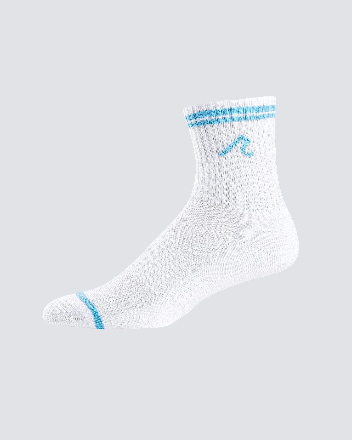 Quinn Stripe Sock in White/Sky Blue