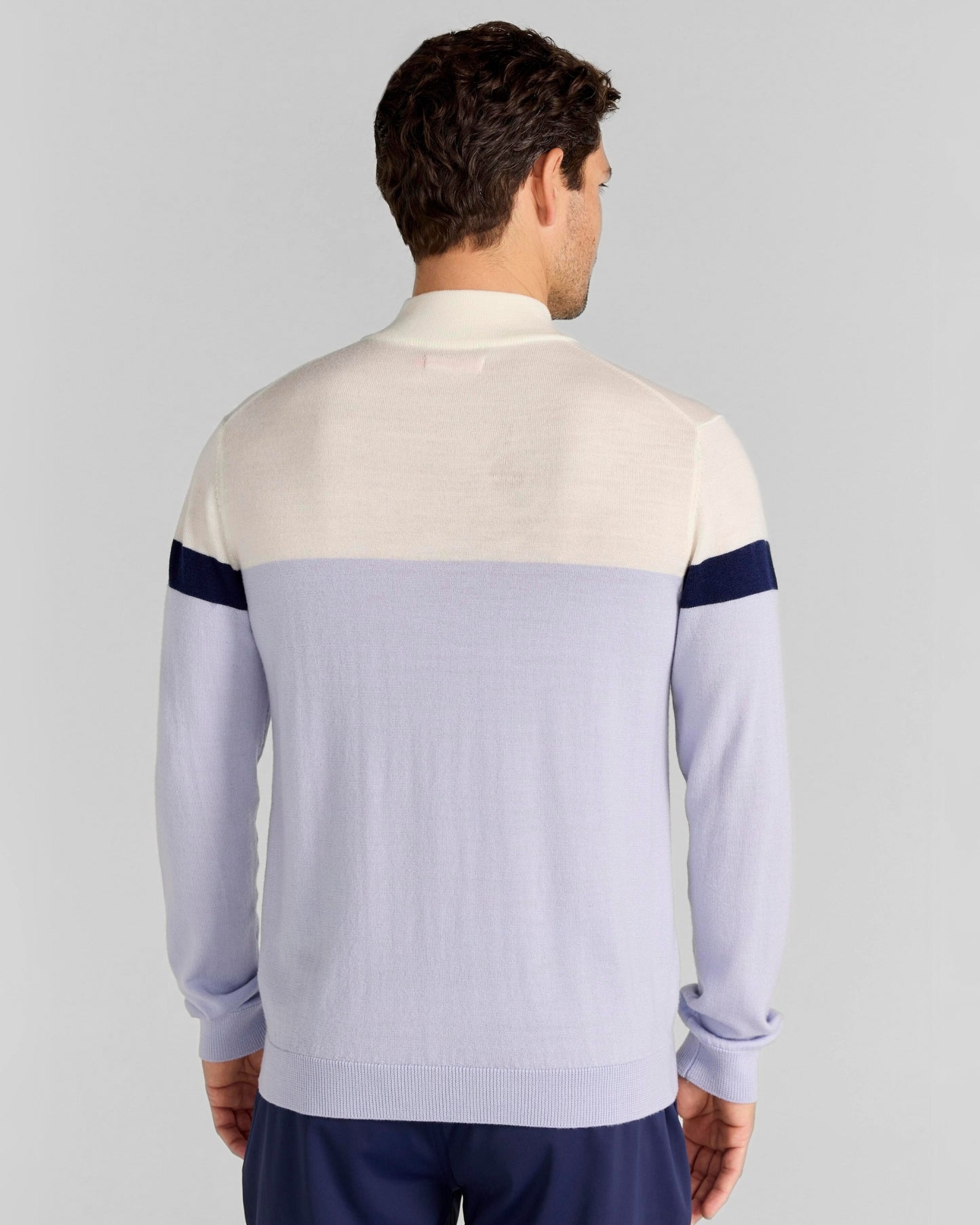 Monde Merino Quarter-Zip in Blue Lavender