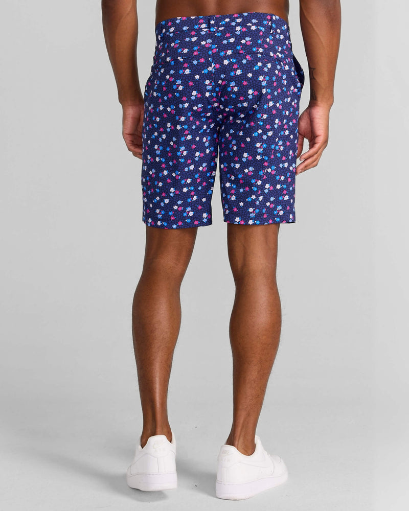 Printed Hanover Pull-On Short Leone in Midnight Navy