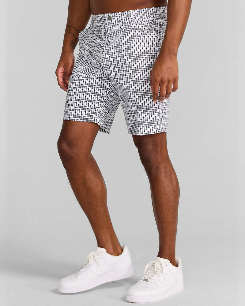 Printed Hanover Pull-On Short Norvins in Midnight Navy