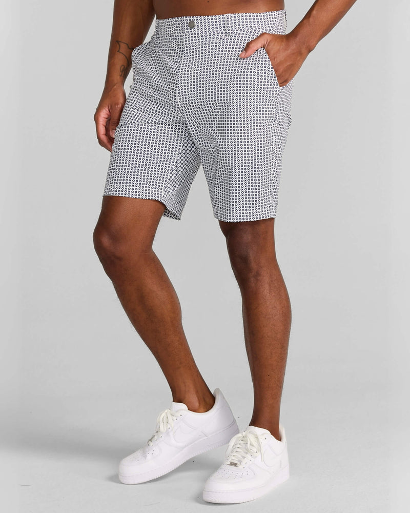 Printed Hanover Pull-On Short Norvins in Midnight Navy