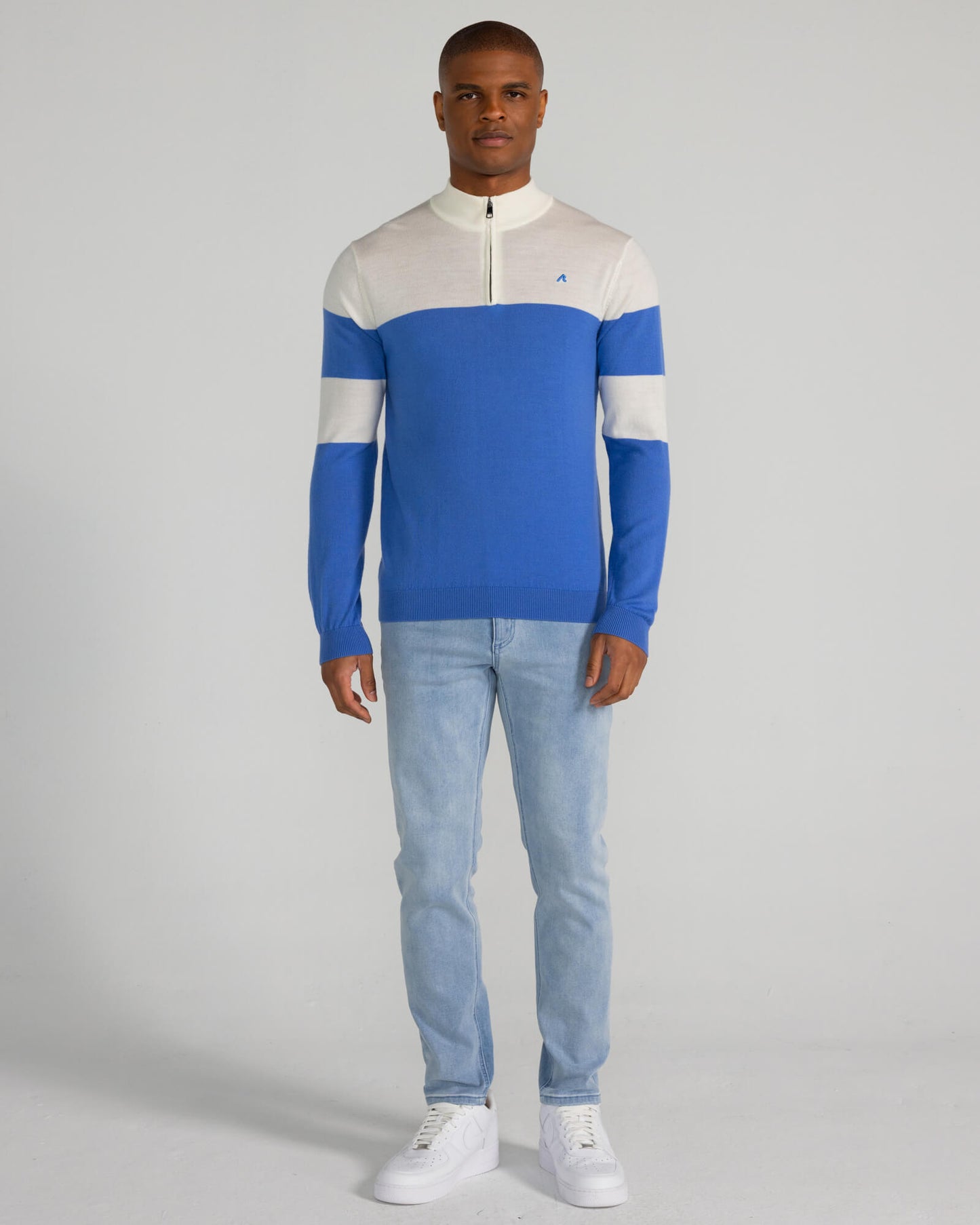 Sanders Merino Quarter Zip in Blue Yonder