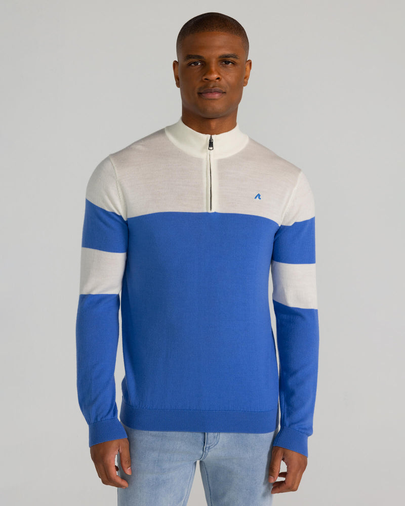 Sanders Merino Quarter Zip in Blue Yonder