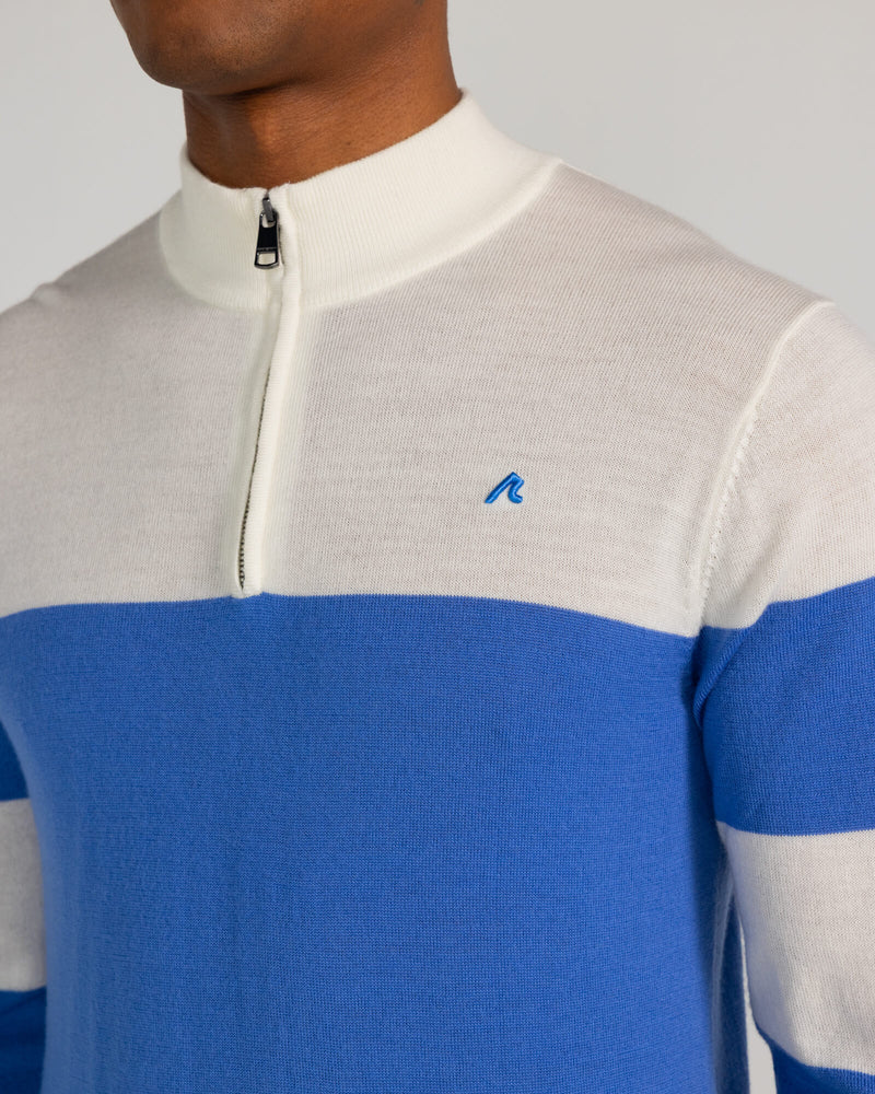 Sanders Merino Quarter Zip in Blue Yonder