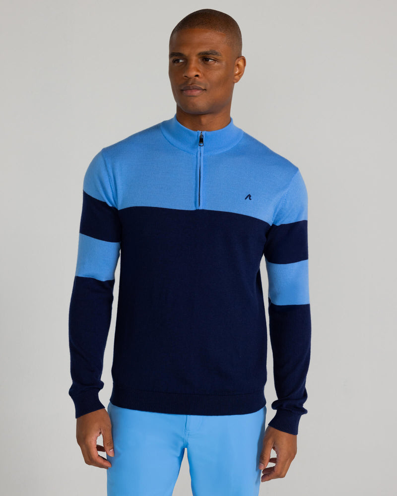 Sanders Merino Quarter Zip in Midnight Navy
