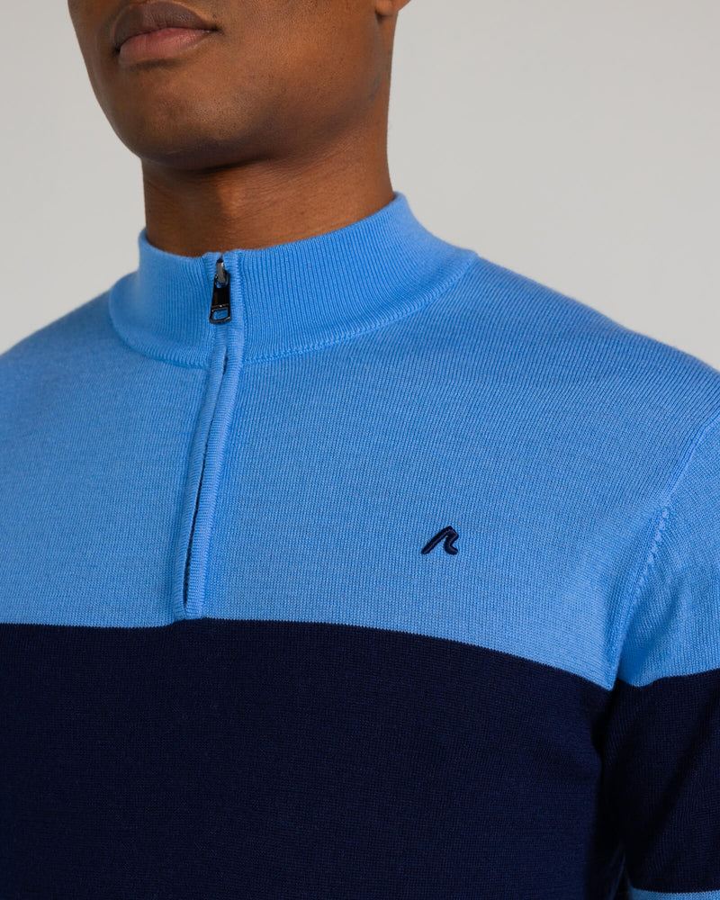 Sanders Merino Quarter Zip in Midnight Navy