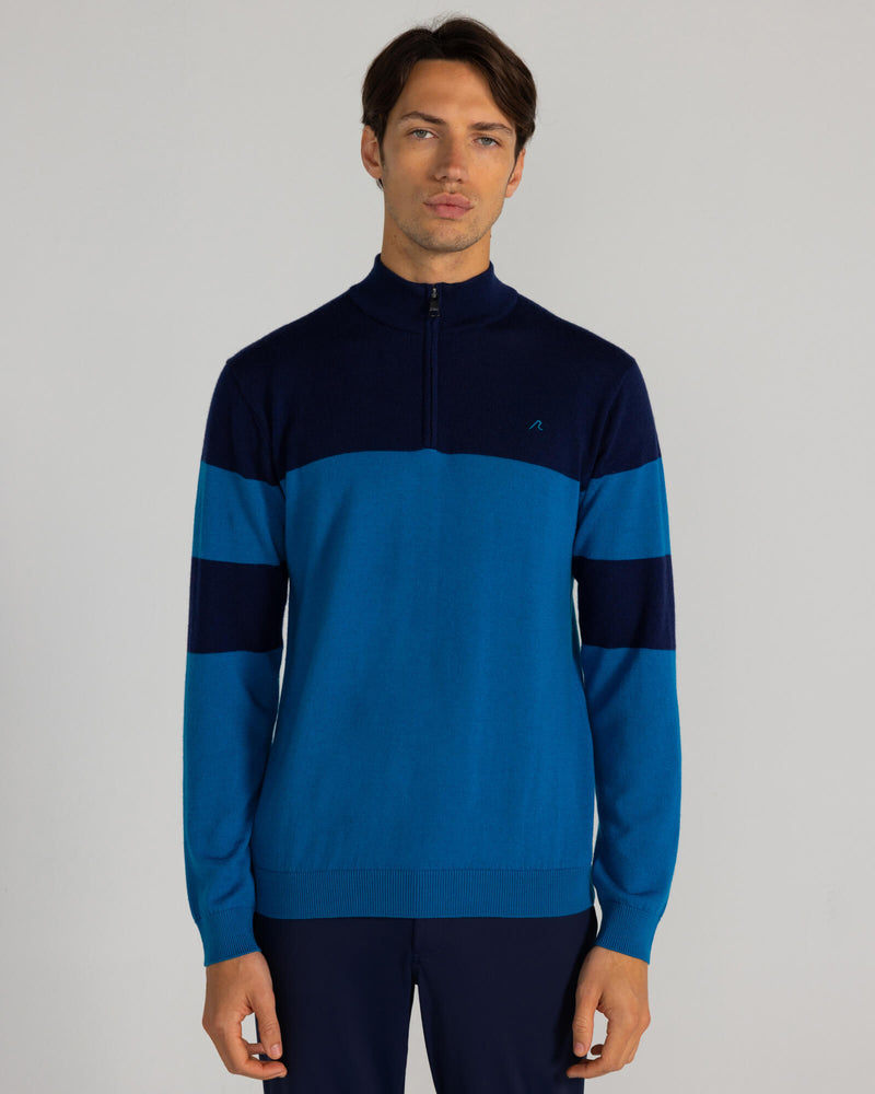 Sanders Merino Quarter Zip in Seaport