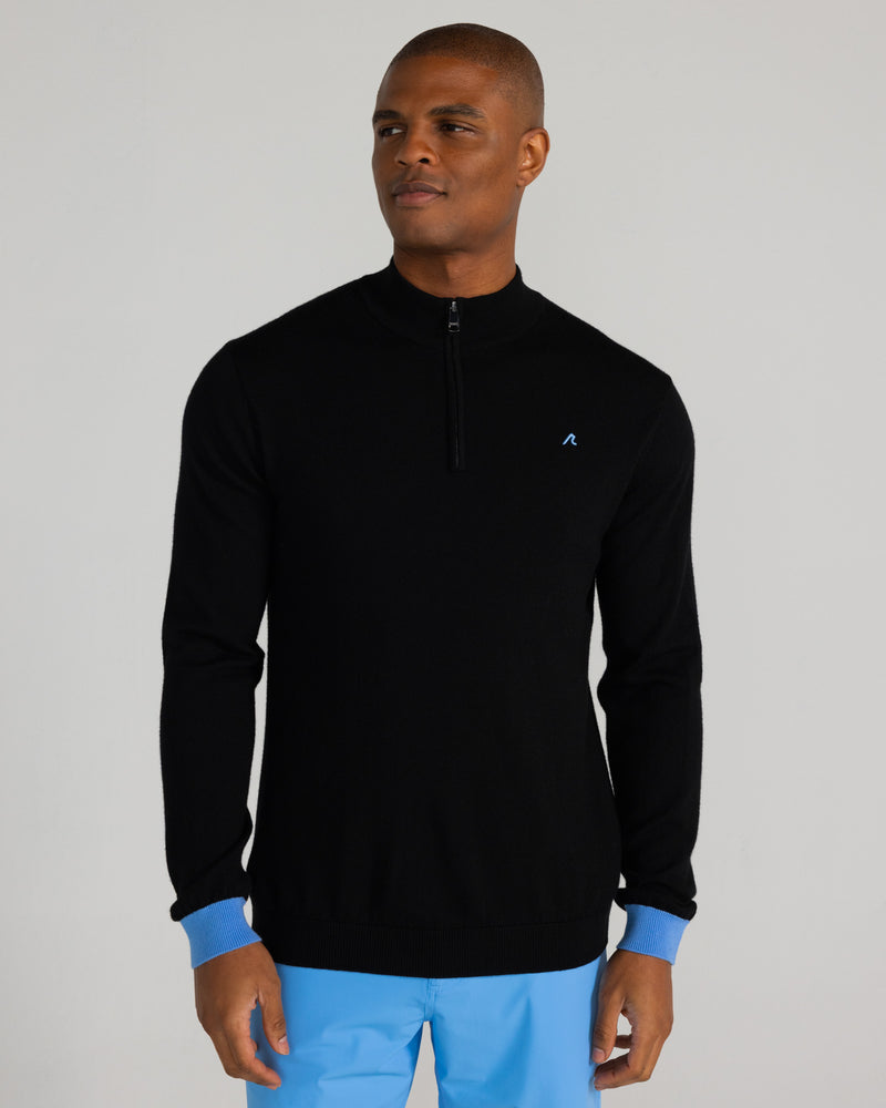 Rowe Merino Quarter Zip in Tuxedo