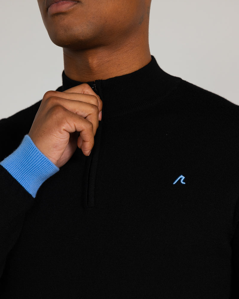 Rowe Merino Quarter Zip in Tuxedo