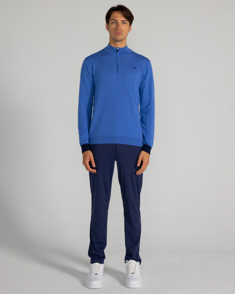 Rowe Merino Quarter Zip in Blue Yonder