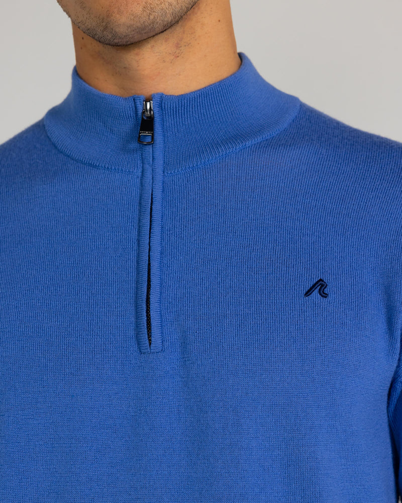 Rowe Merino Quarter Zip in Blue Yonder