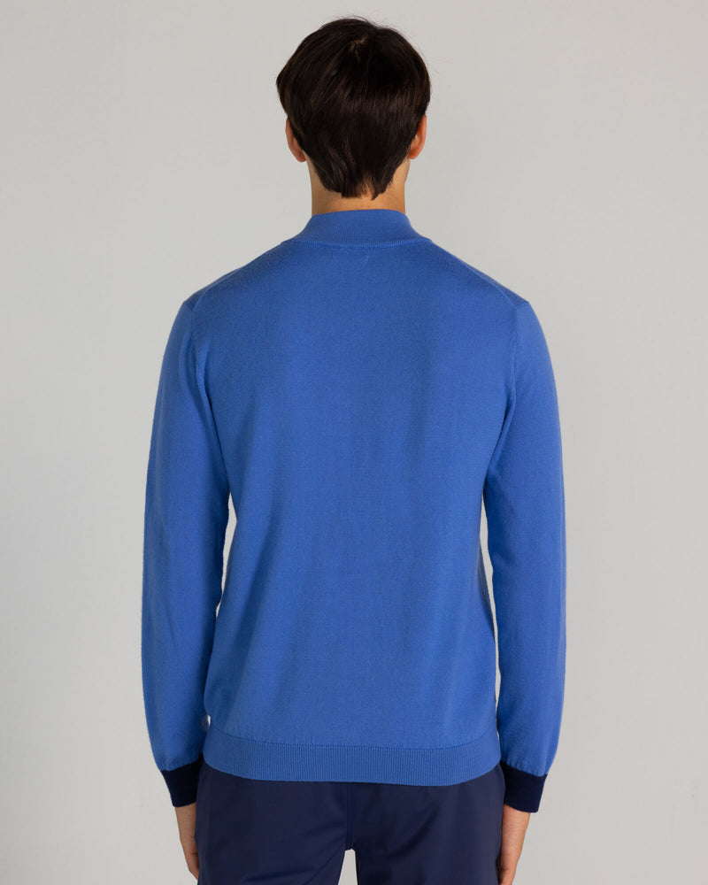 Rowe Merino Quarter Zip in Blue Yonder
