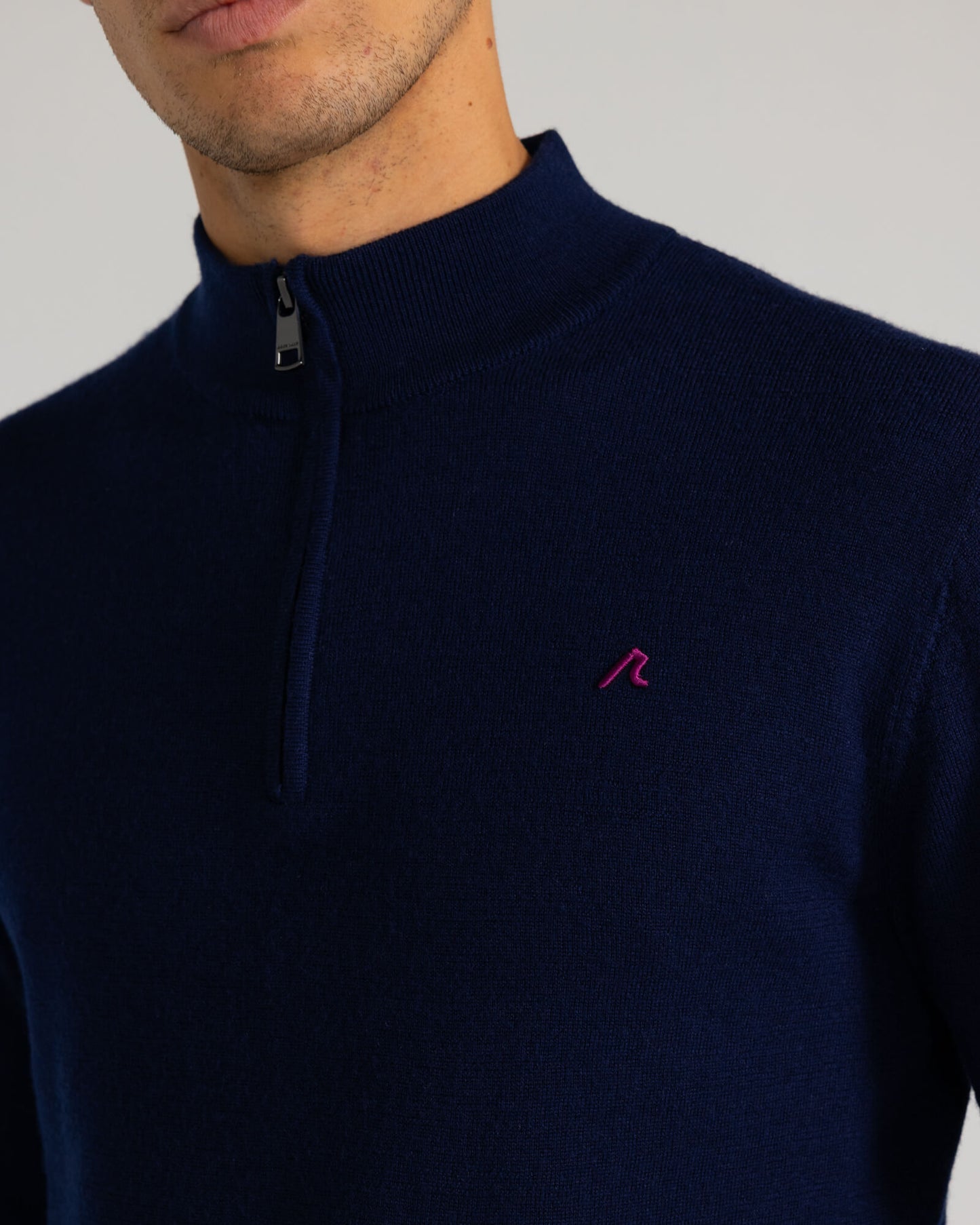 Rowe Merino Quarter Zip in Midnight Navy