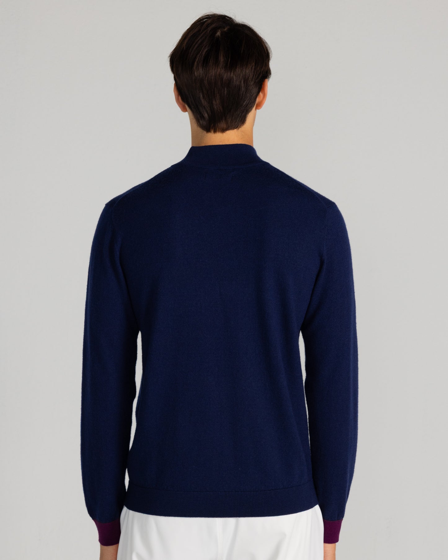 Rowe Merino Quarter Zip in Midnight Navy