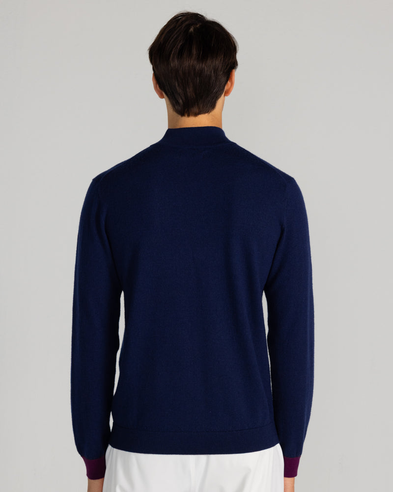 Rowe Merino Quarter Zip in Midnight Navy
