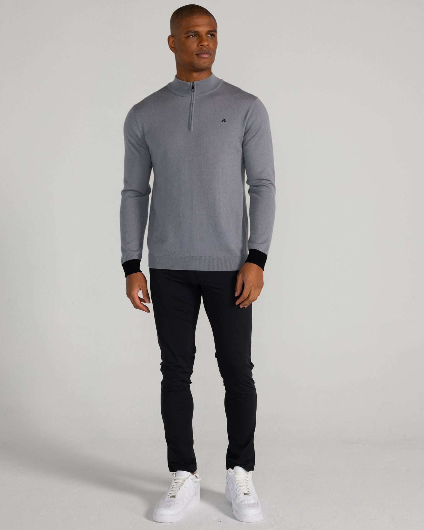 Rowe Merino Quarter Zip in Shadow