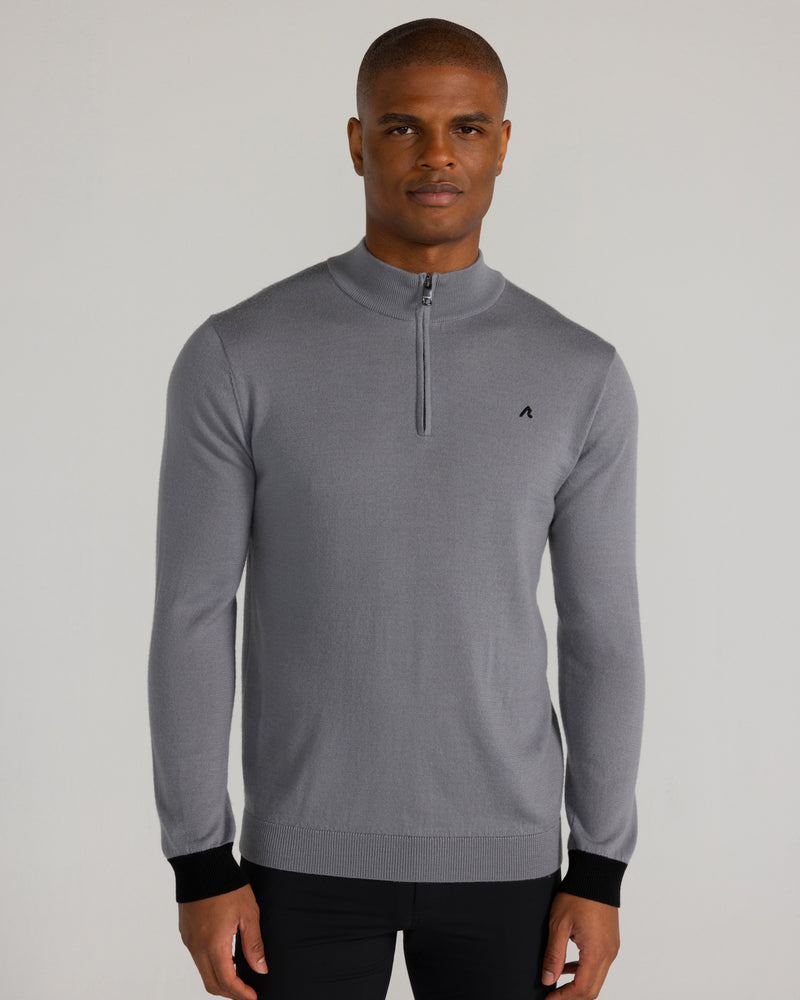 Rowe Merino Quarter Zip in Shadow