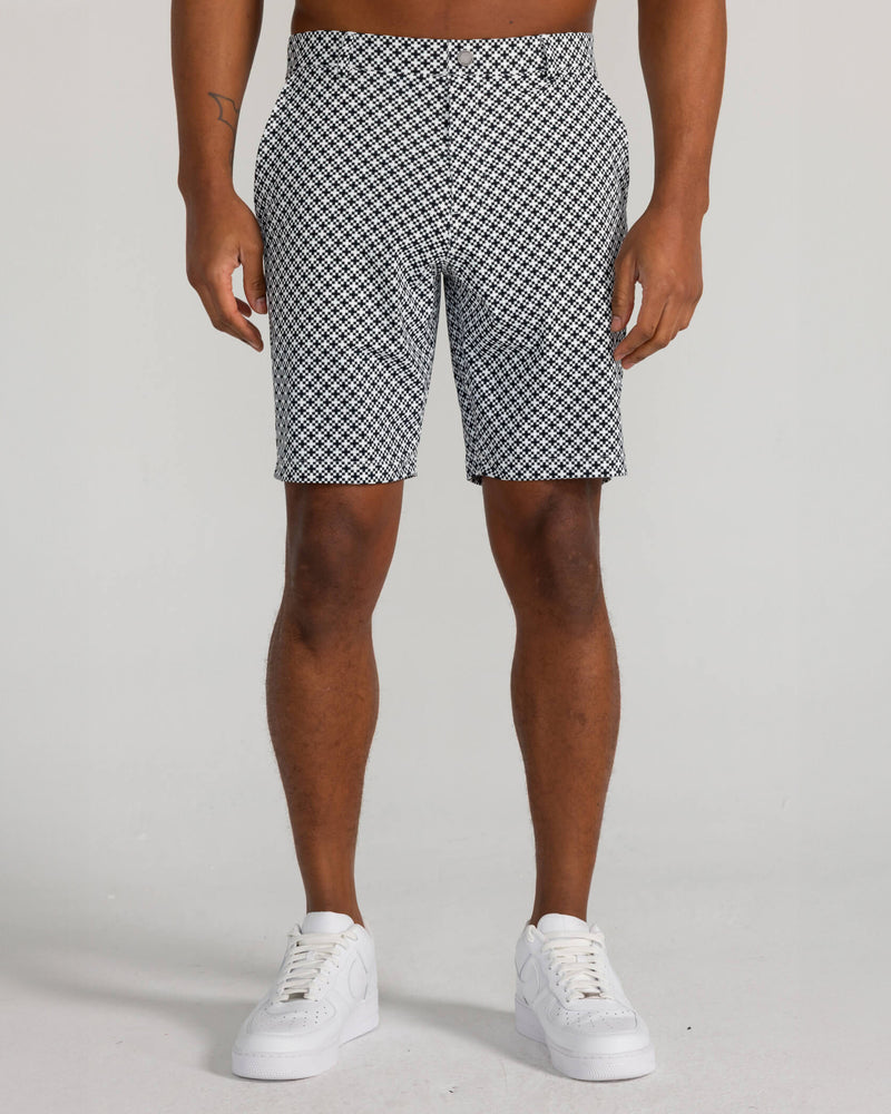 Printed Hanover Pull-On Short Abbott in Bright White/Tuxedo