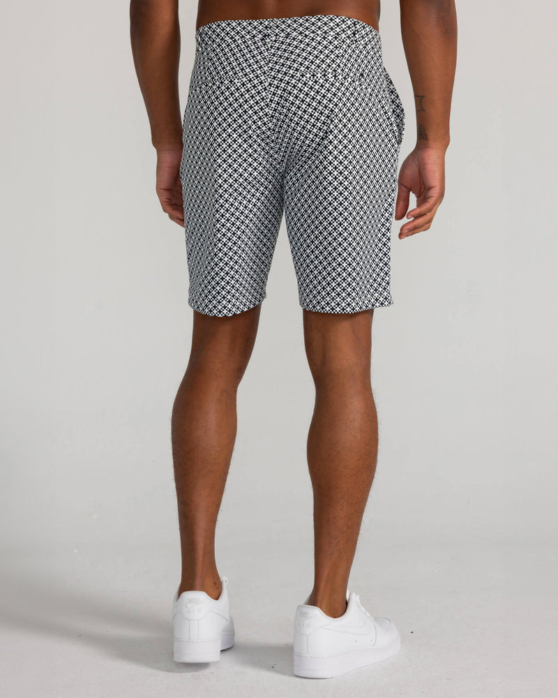 Printed Hanover Pull-On Short Abbott in Bright White/Tuxedo