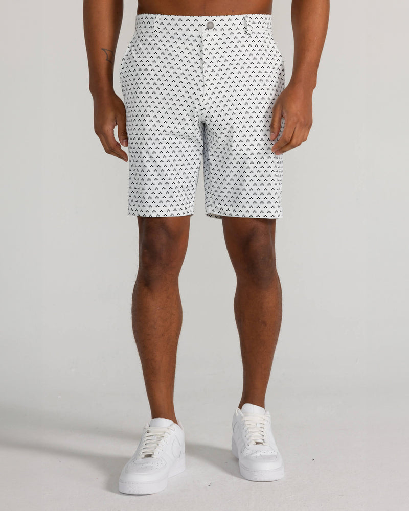 Printed Hanover Pull-On Short Hume in Bright White/Tuxedo