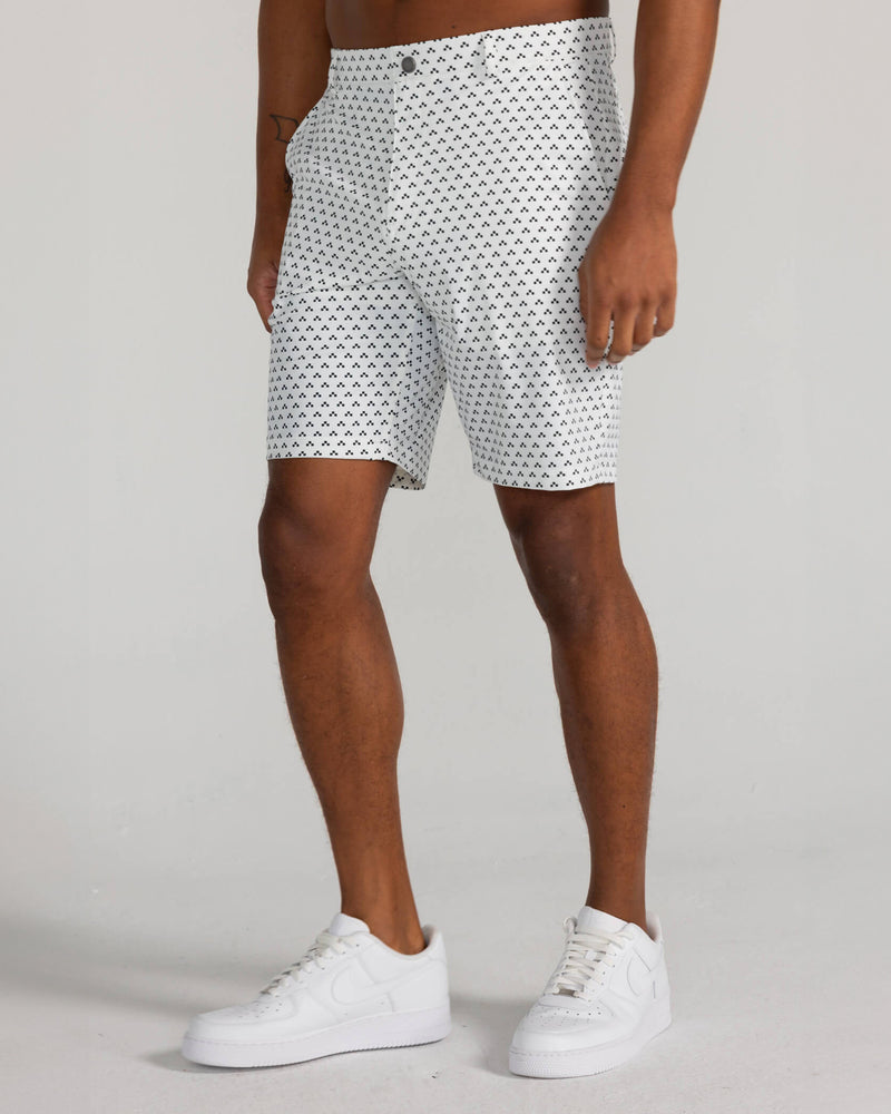 Printed Hanover Pull-On Short Hume in Bright White/Tuxedo