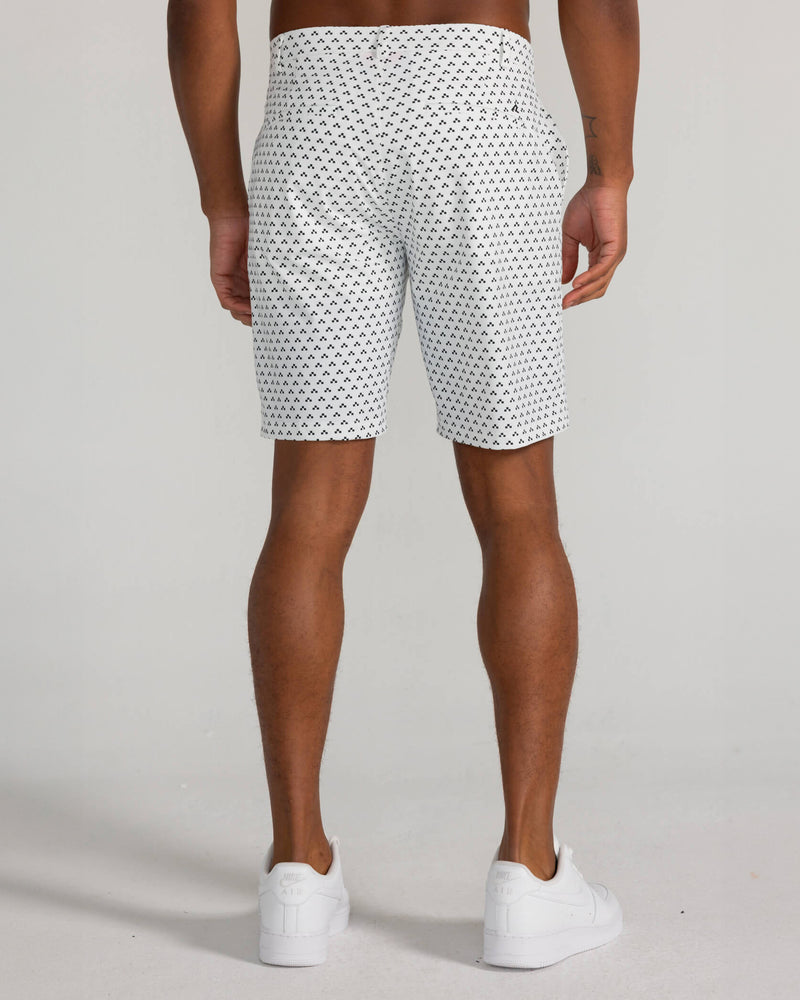Printed Hanover Pull-On Short Hume in Bright White/Tuxedo
