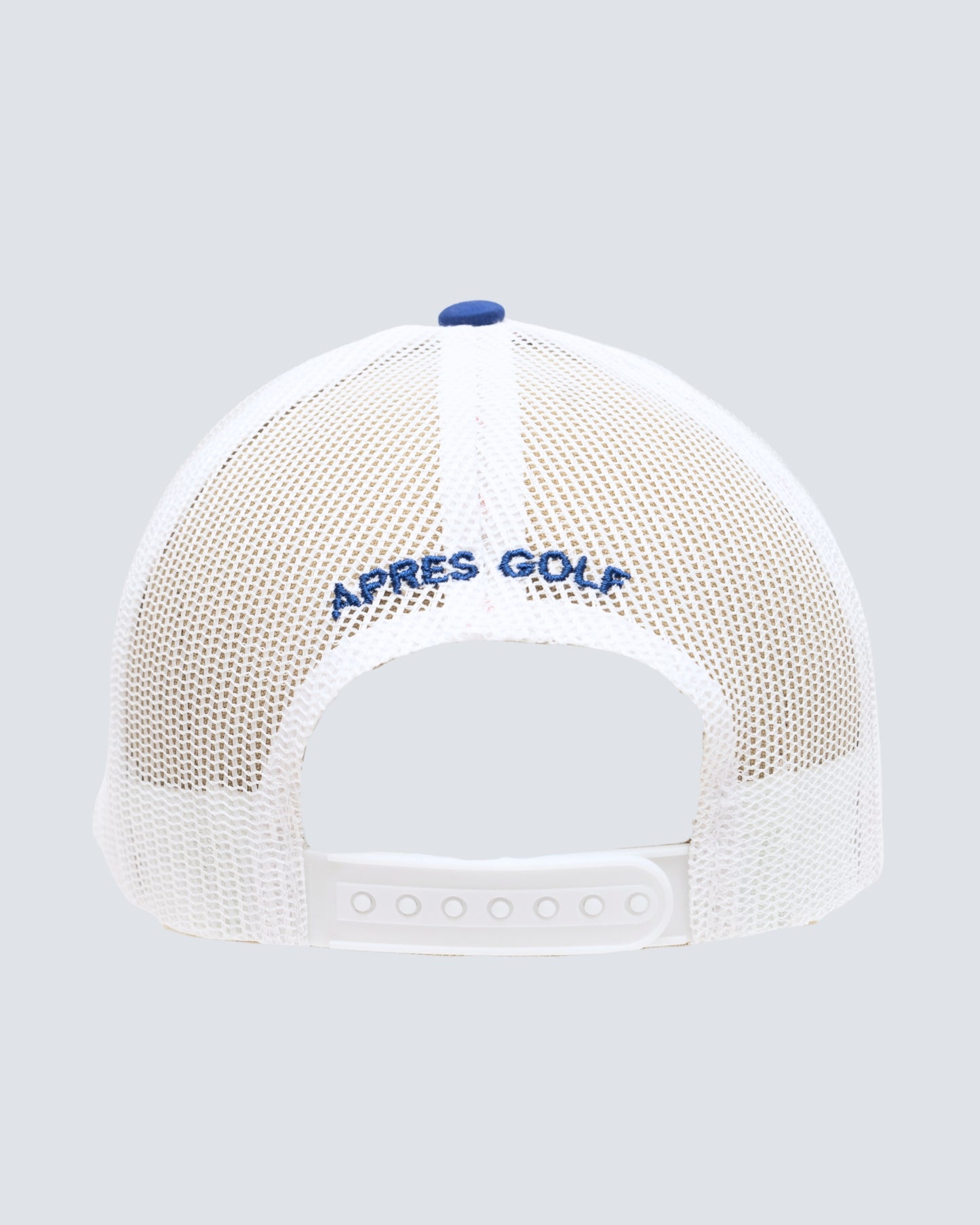 Stitched R Logo 5 Panel Trucker Hat in Mazarine Blue