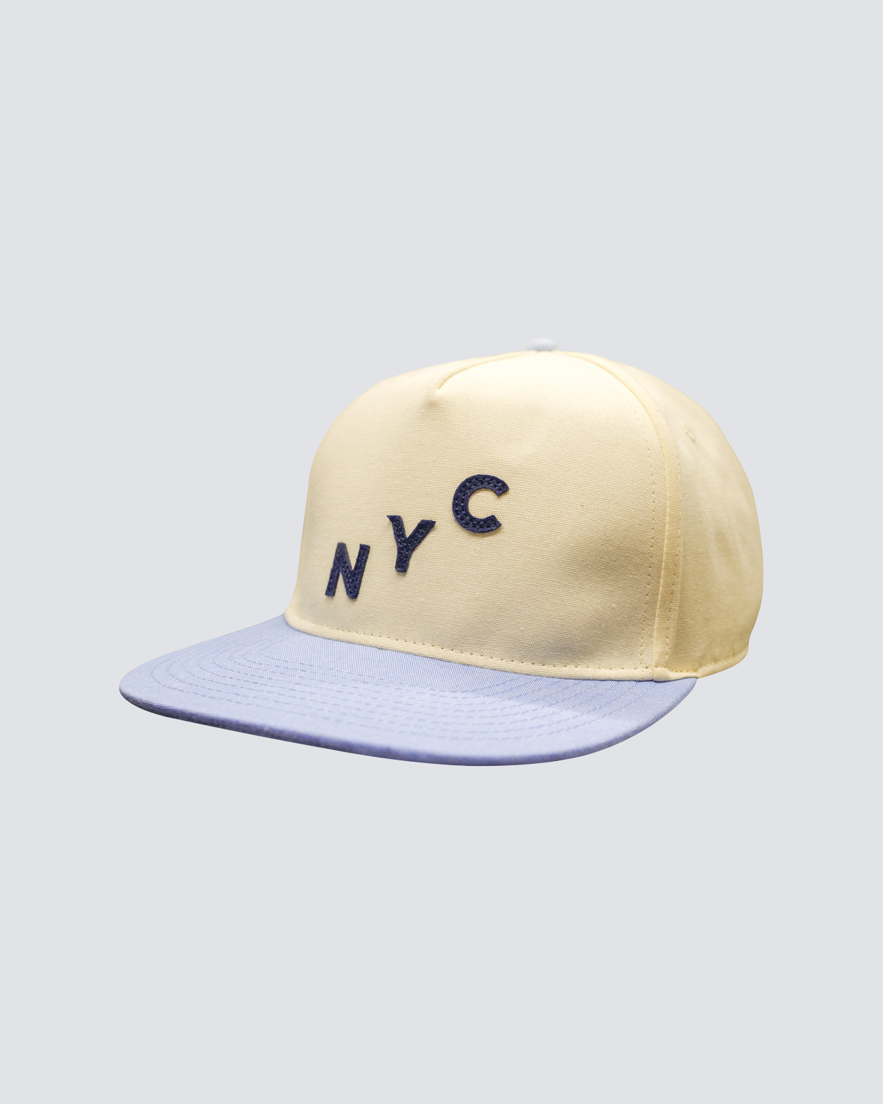 NYC Felt Font 5 Panel Hat in Cream