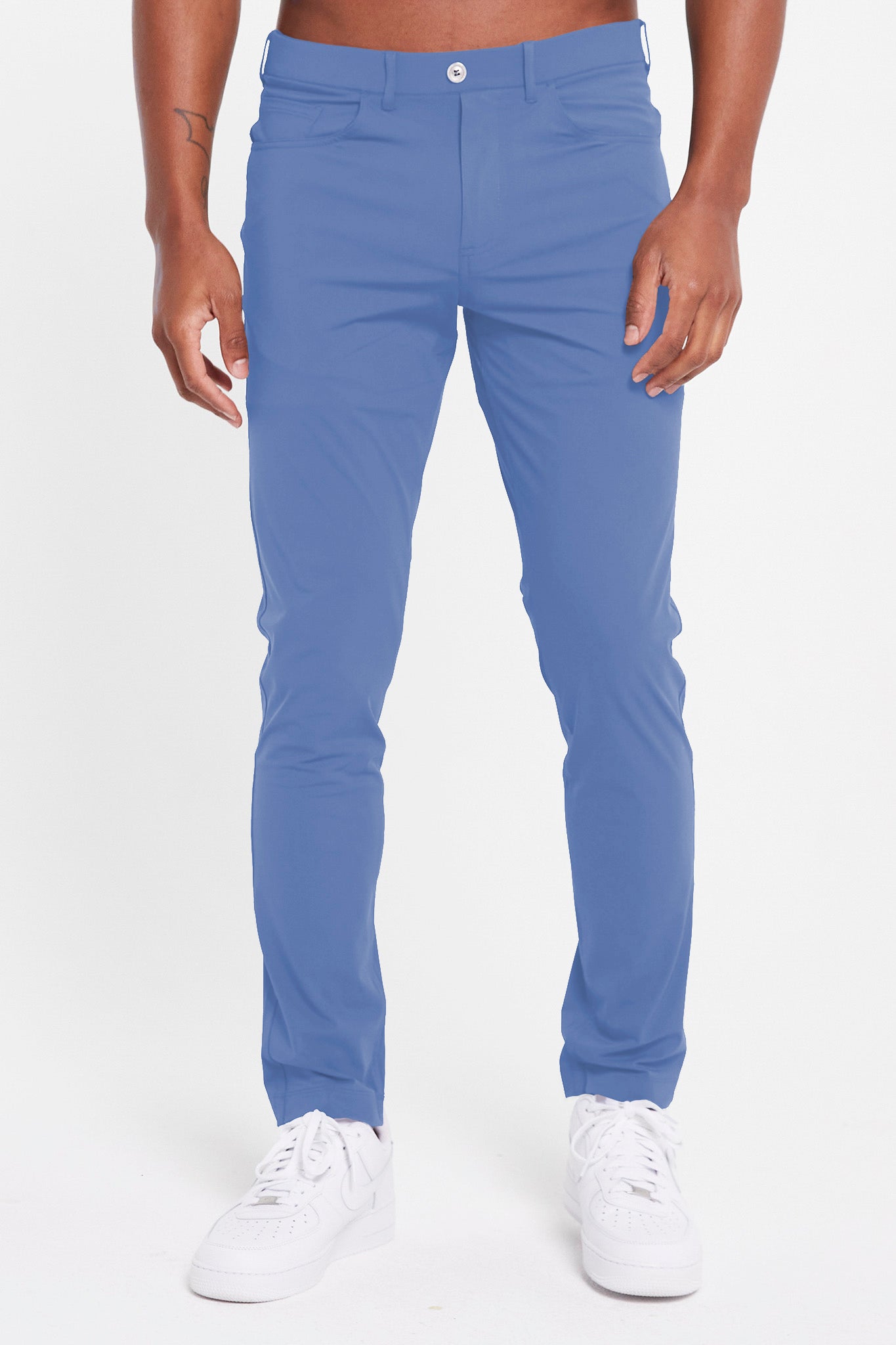 Image of the kent pull-on trouser in blue horizon 1