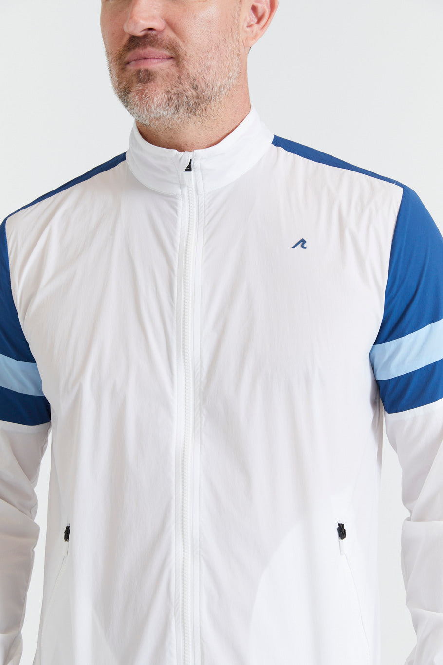 Image of the elston windbreaker in bright white ss23