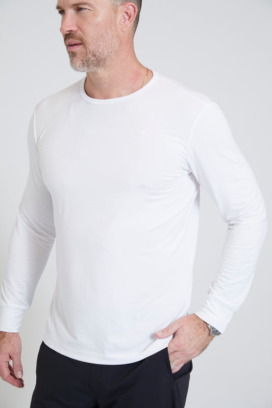 Image of the russell ls tee in bright white ss23